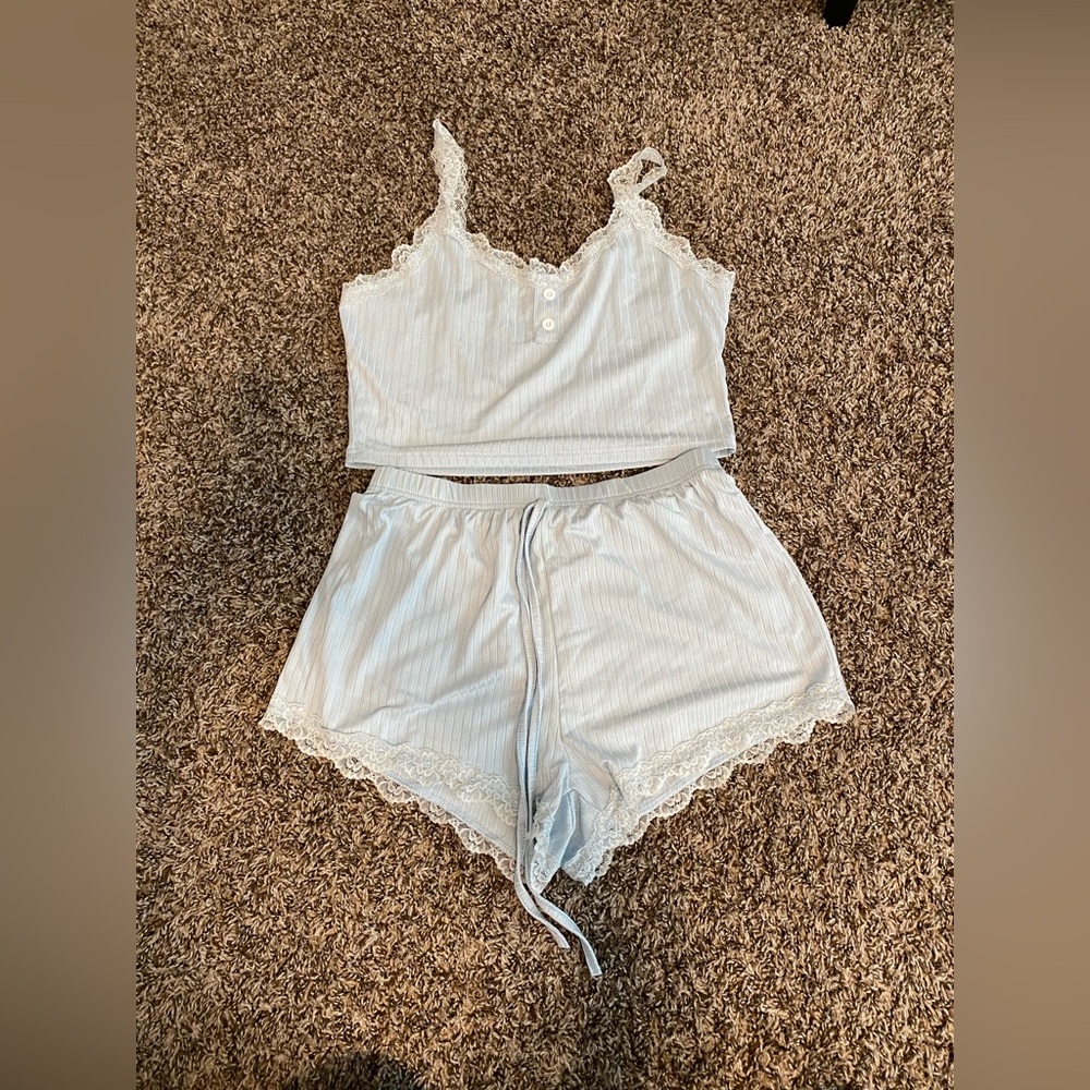 Light Blue Pajama Tank & Shorts Set